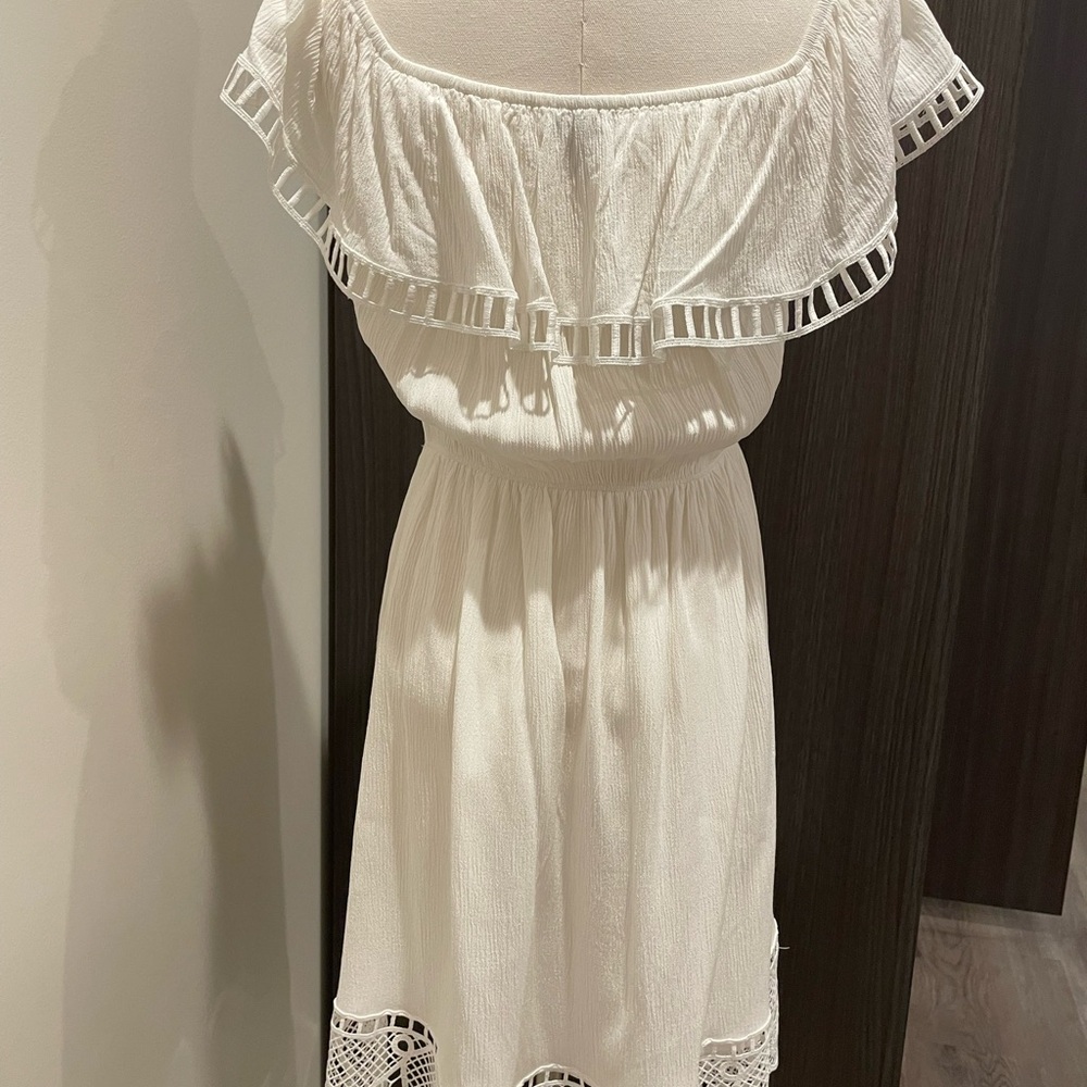 Express White Ruffle Mini Dress - Picture 3 of 4